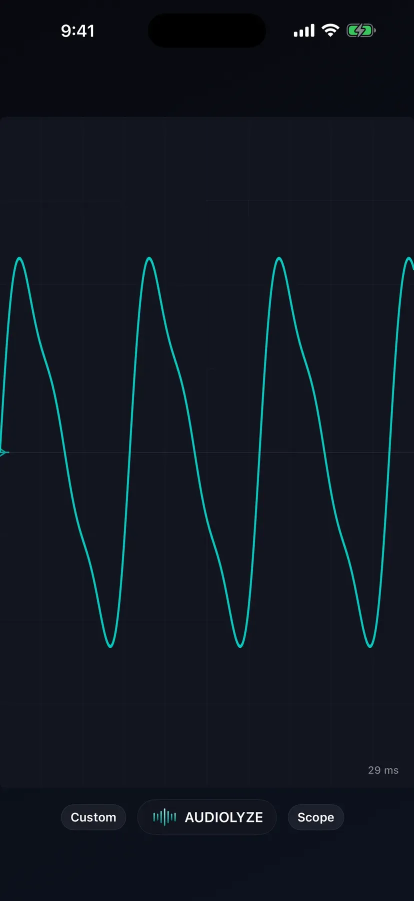 Audiolyze Oscilloscope view, Raw waveform and transients